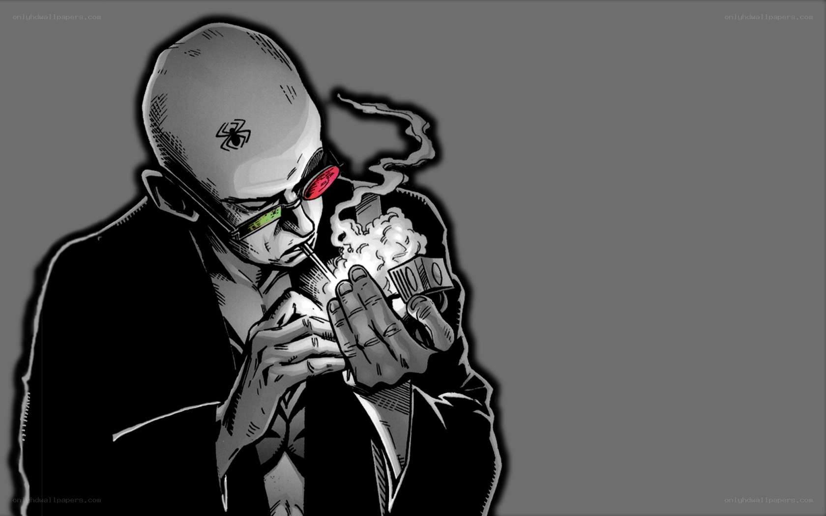 bald man with spider tattoo