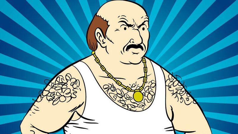 Bald Man with Tattoos — Blue