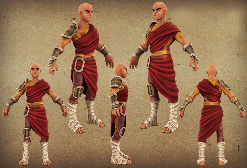 Bald Monk Character — Red
