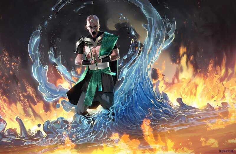 Bald Monk in Water