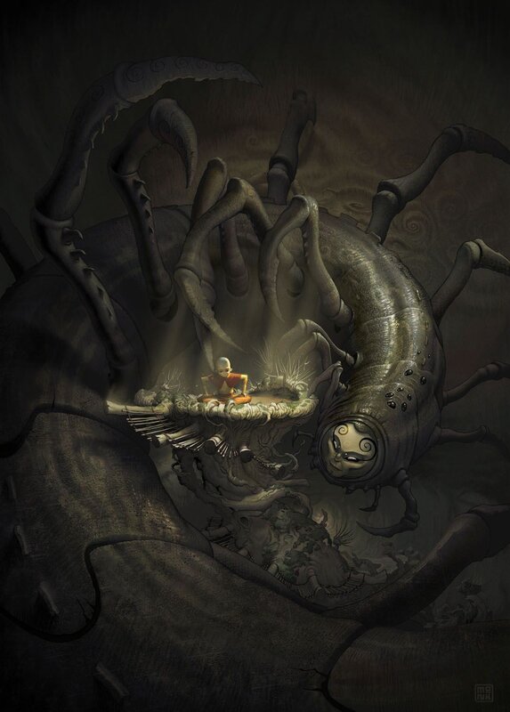 Bald Monk on Giant Insect