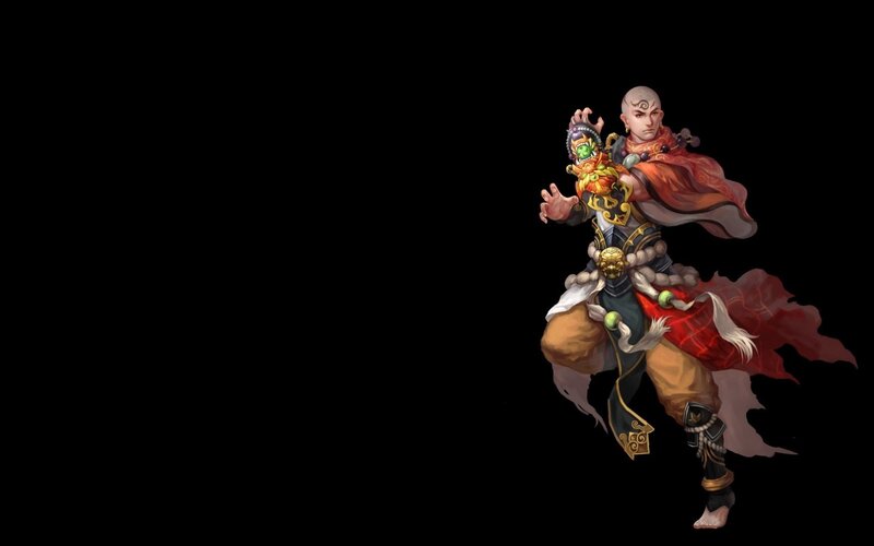 Bald Monk Warrior — Black