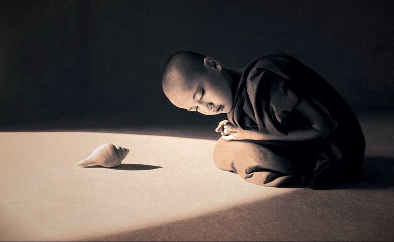 Bald Monk with Shell