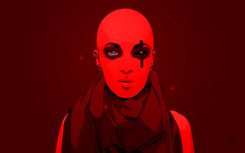 Bald Person with Red Skin
