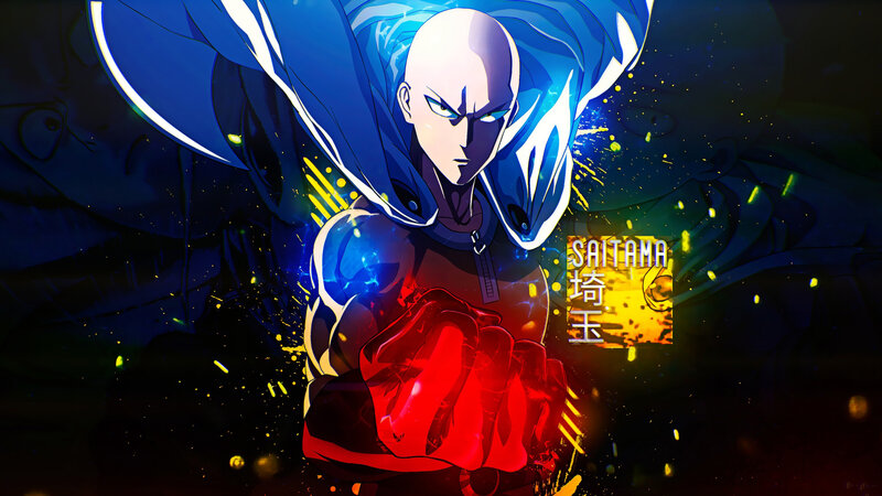 Bald Superhero Punching — Blue