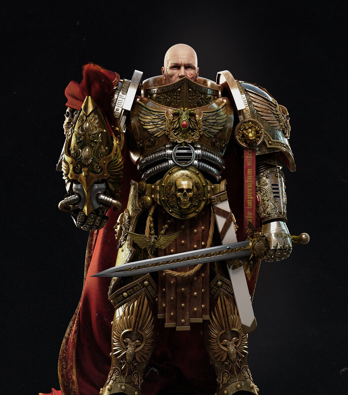 Bald Warrior in Armor — Gold