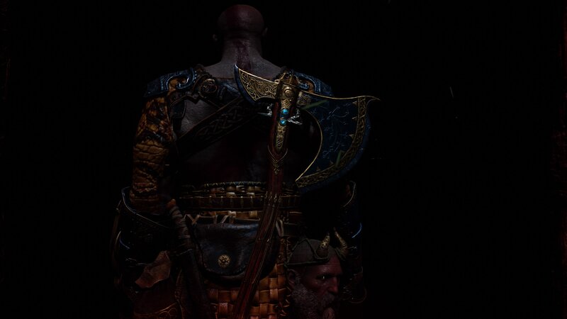 Bald Warrior with Axe — Black, Dark, Night