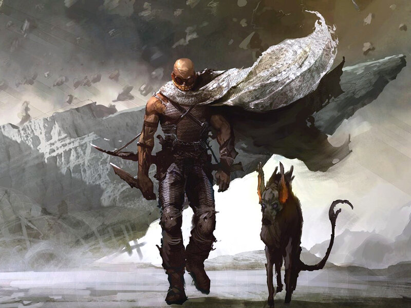 Bald Warrior with Dog
