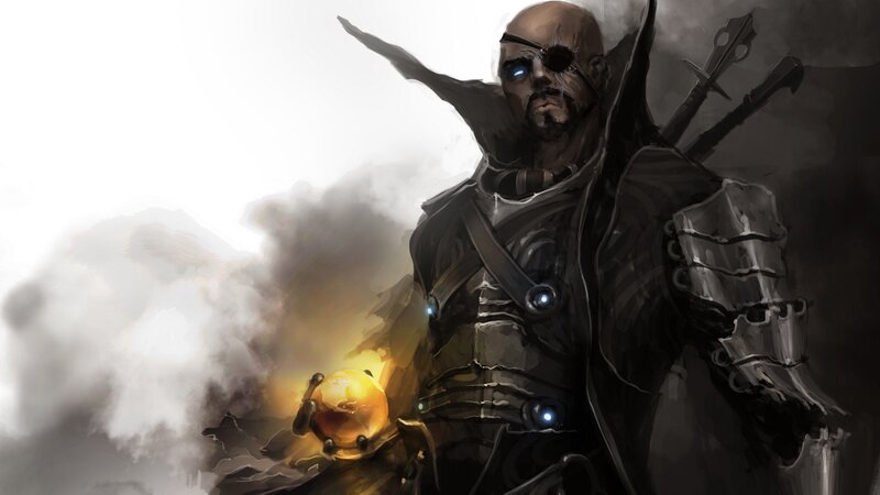 Bald Warrior with Eyepatch — Black