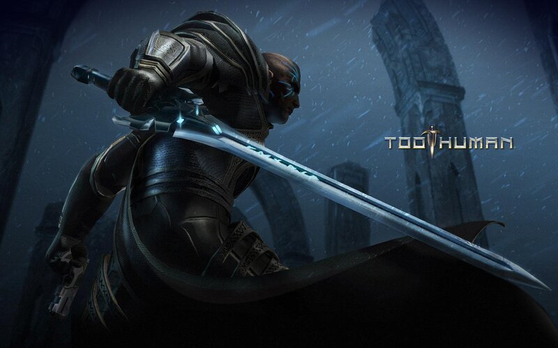 Bald Warrior with Sword — Black, Dramatic, Winter