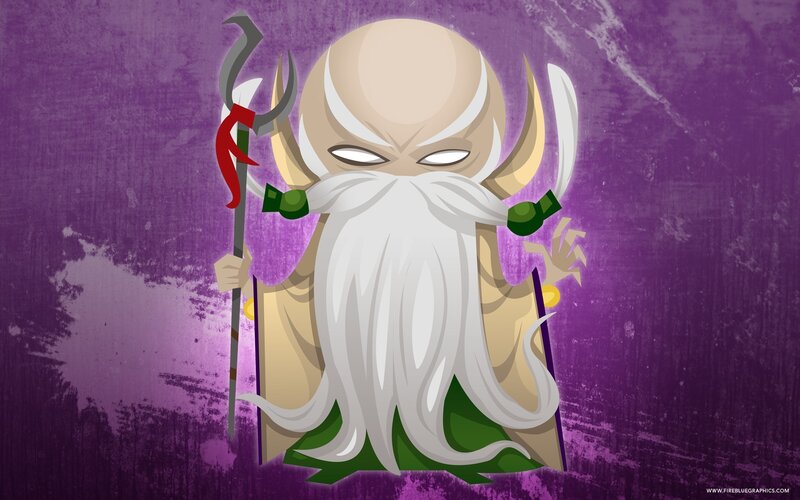 Bald Wizard with Staff — Purple
