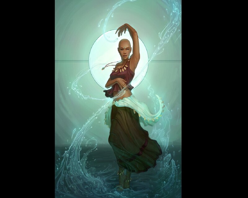 Bald Woman Dancing in Water