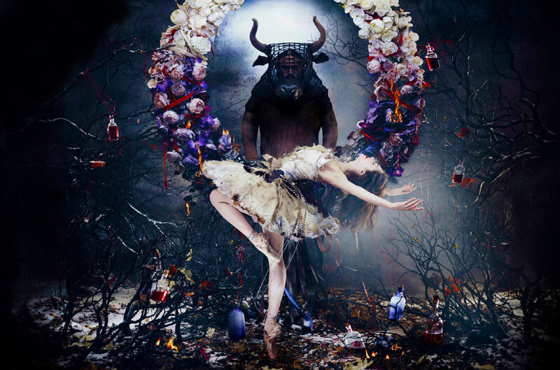 Ballerina and Bull Figure
