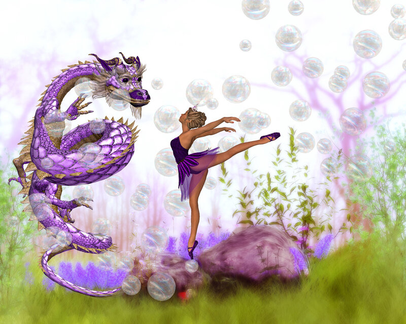Ballerina and purple dragon
