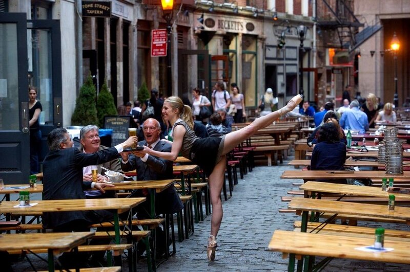Ballerina at outdoor pub