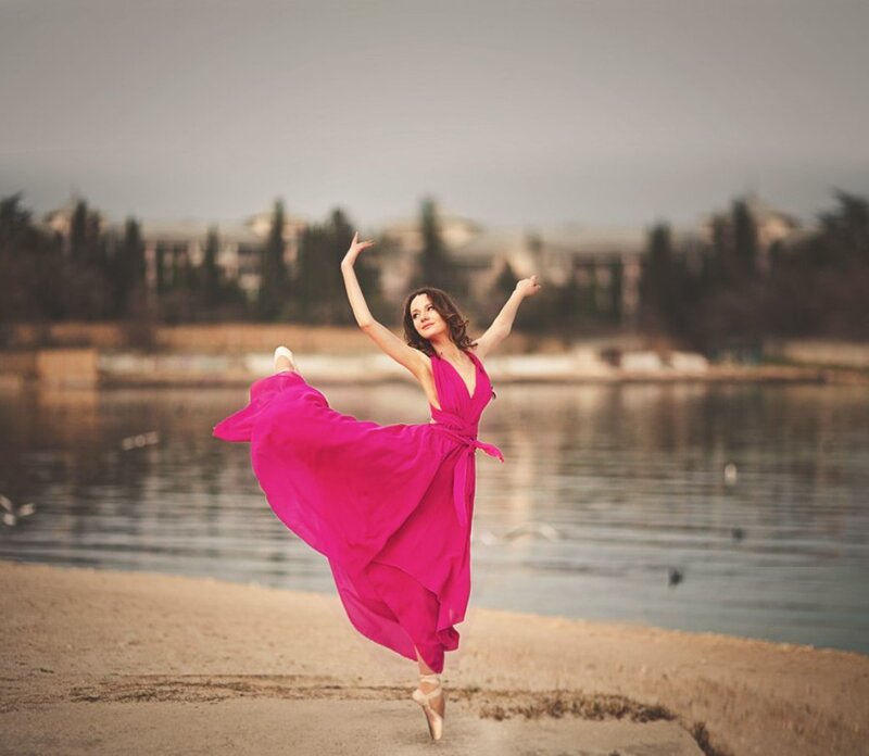 Ballerina Dancing by Lake