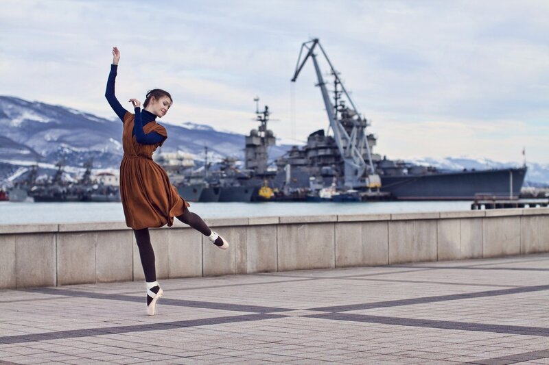 Ballerina Dancing on Pier