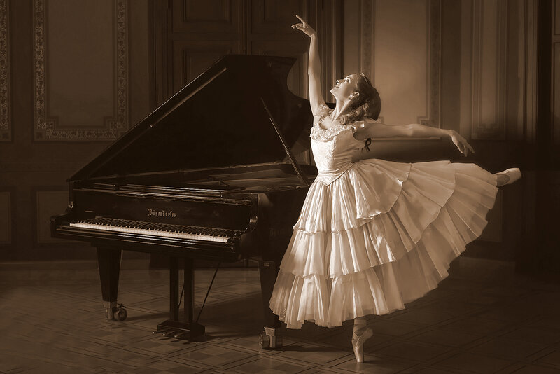 Ballerina Dancing — Sepia