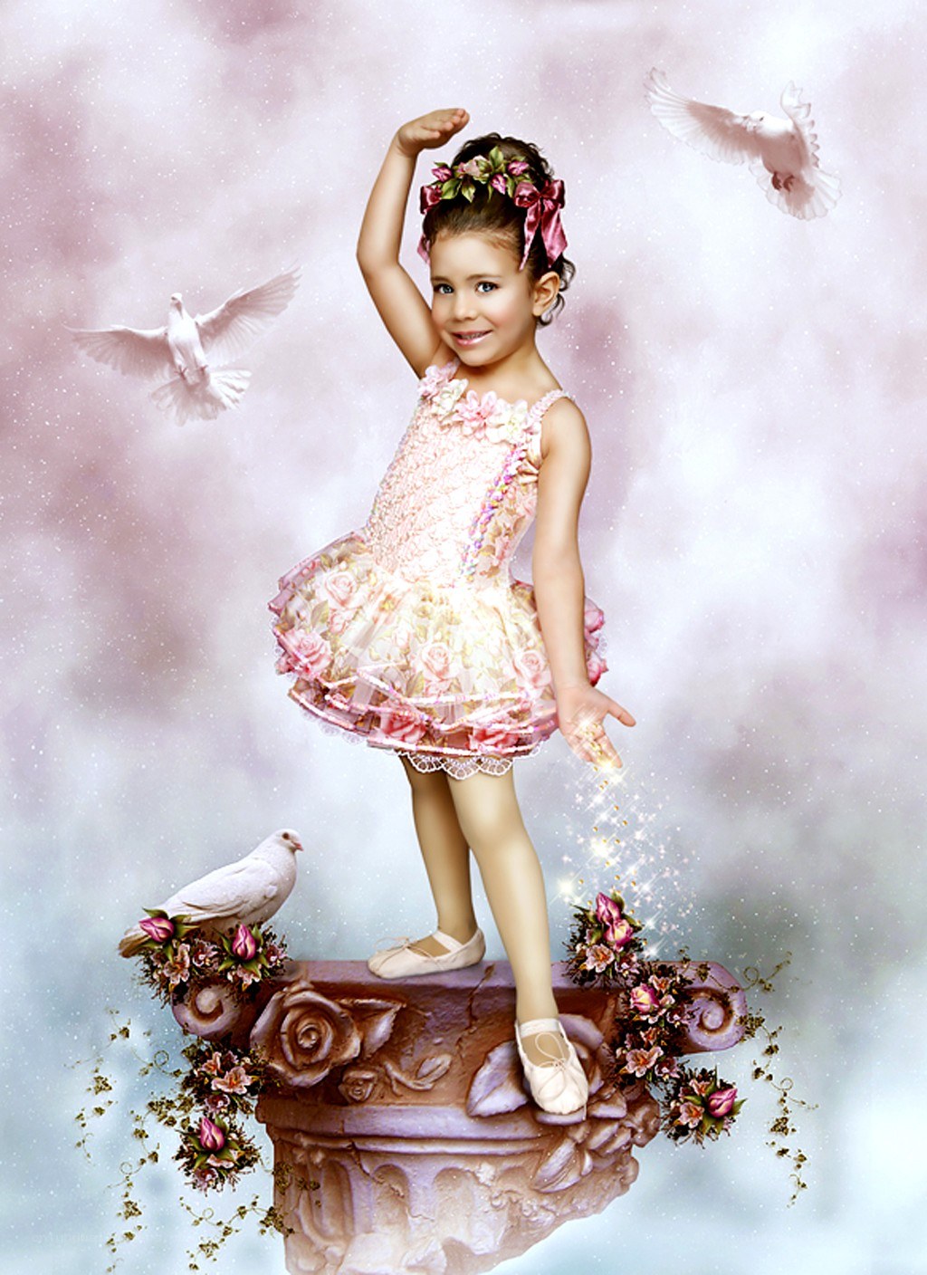 ballerina girl with doves