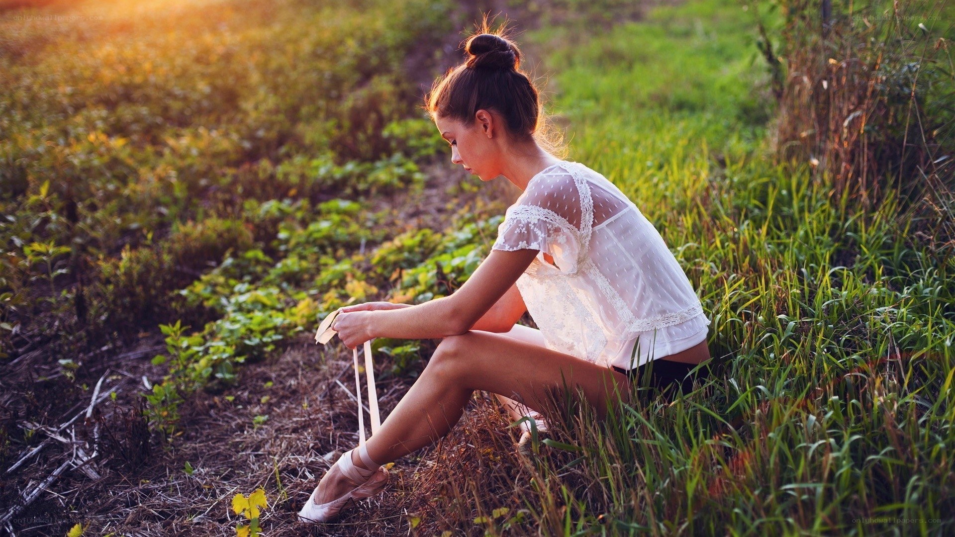 Ballerina in a field