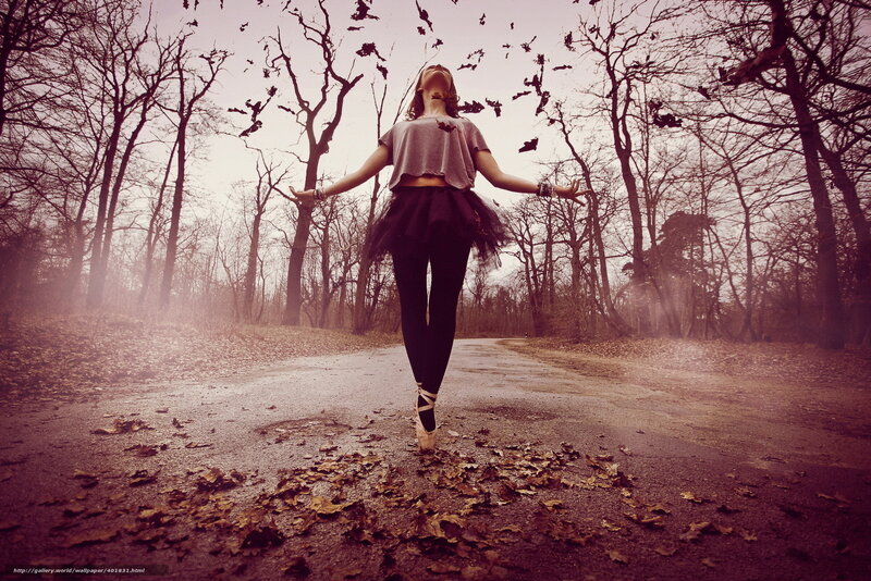Ballerina in autumn forest