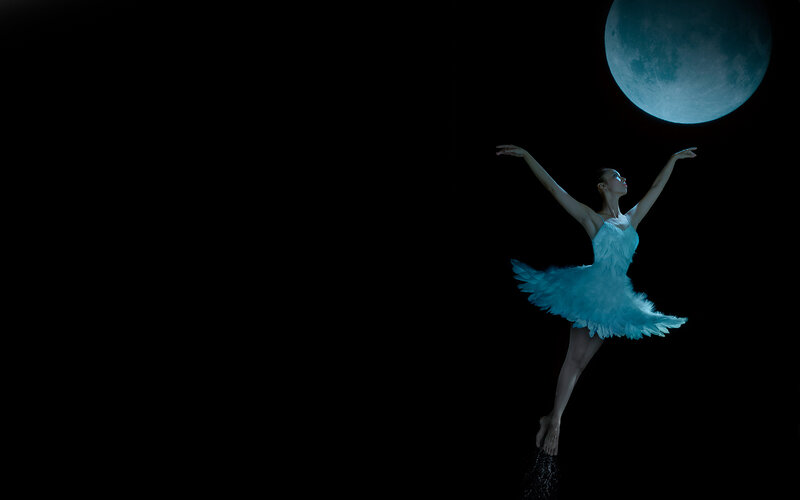Ballerina in Blue Tutu — Black