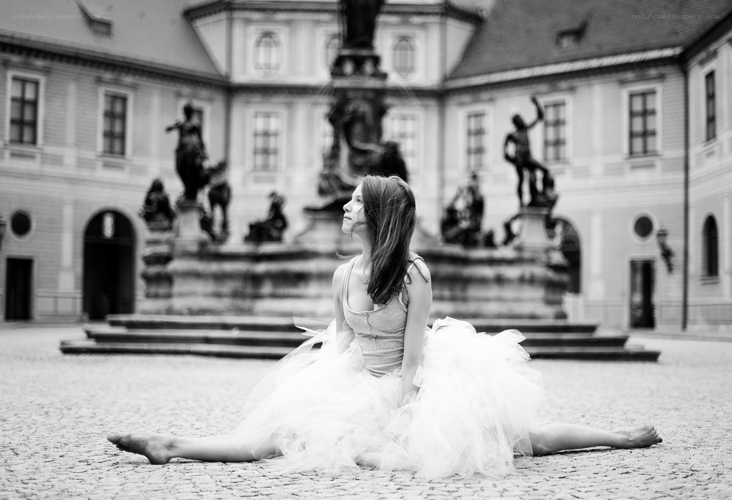 Ballerina in courtyard