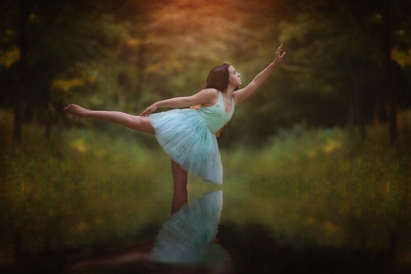 Ballerina in Forest — Green, Serene