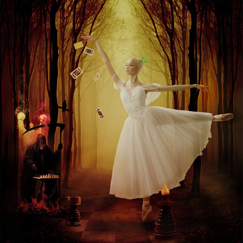 Ballerina in Forest — White