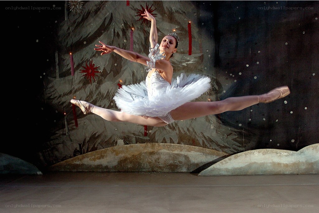 Ballerina in mid-leap