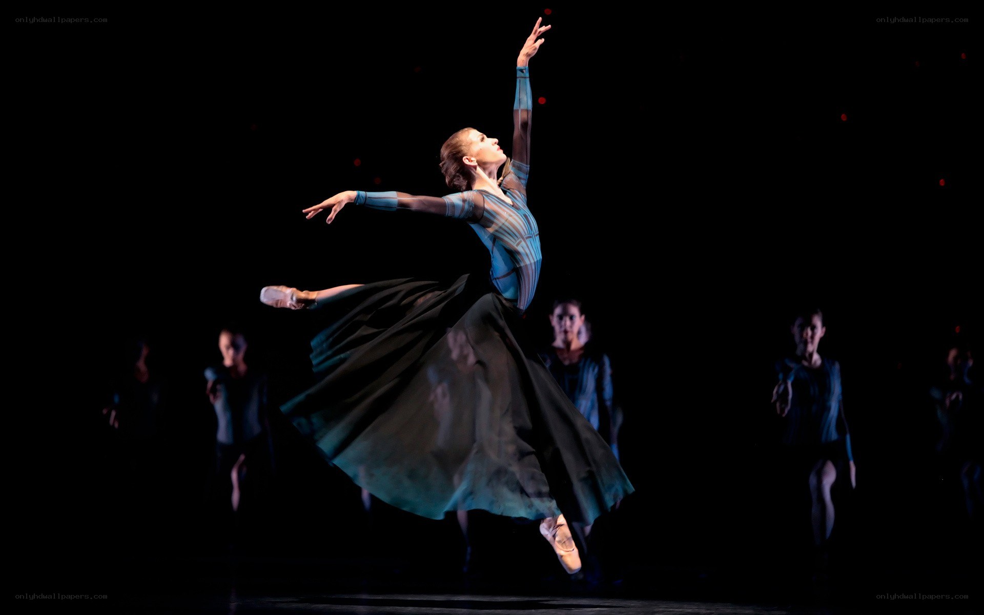 Ballerina in mid-leap