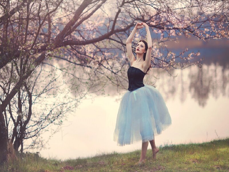 Ballerina in Tulle Skirt — Blue