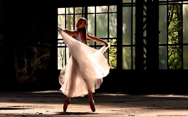 Ballerina in White Dress — Dramatic, Afternoon, Photograph