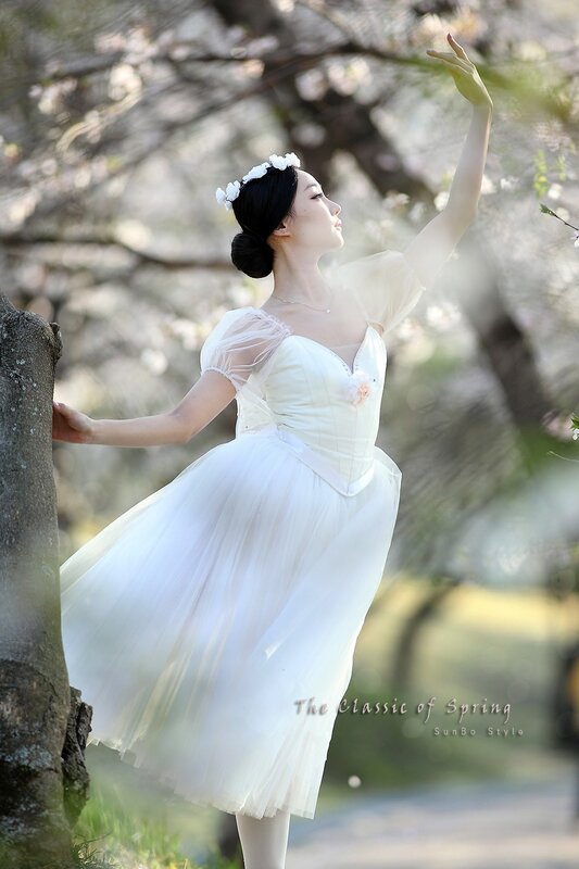 Ballerina in White Dress — Serene, Spring