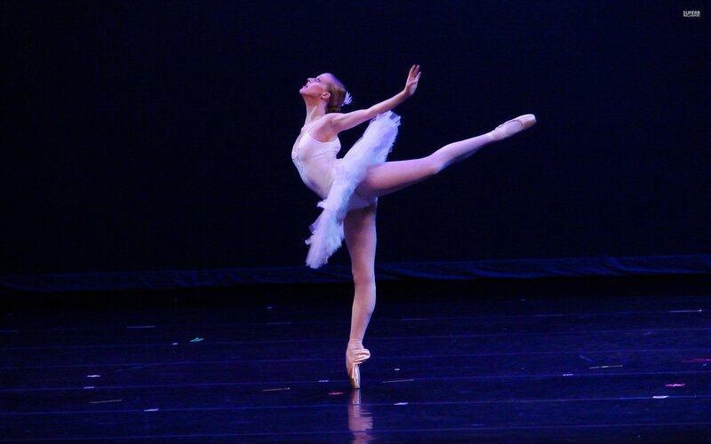Ballerina in White Tutu — Black, Dramatic