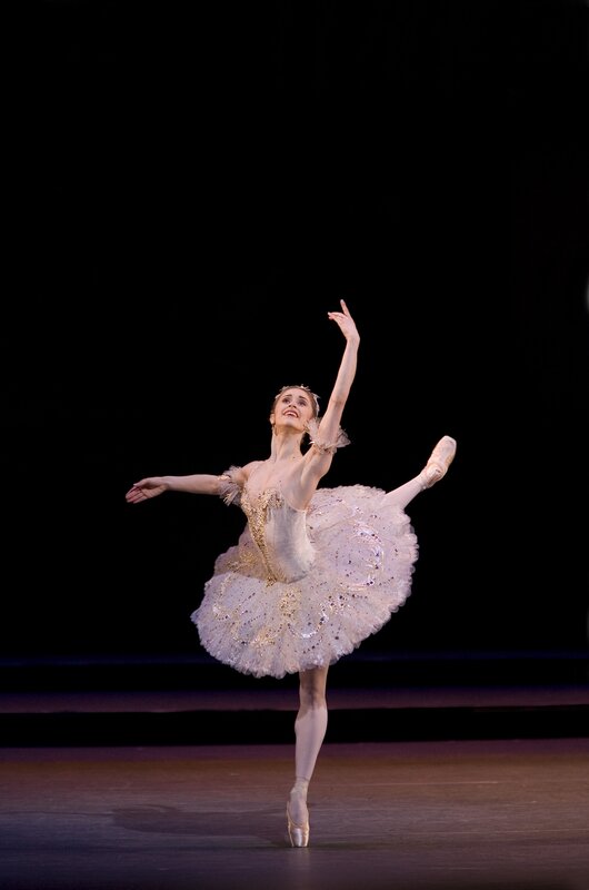 Ballerina in White Tutu — Dramatic, Night, Photograph, Pointe Shoes