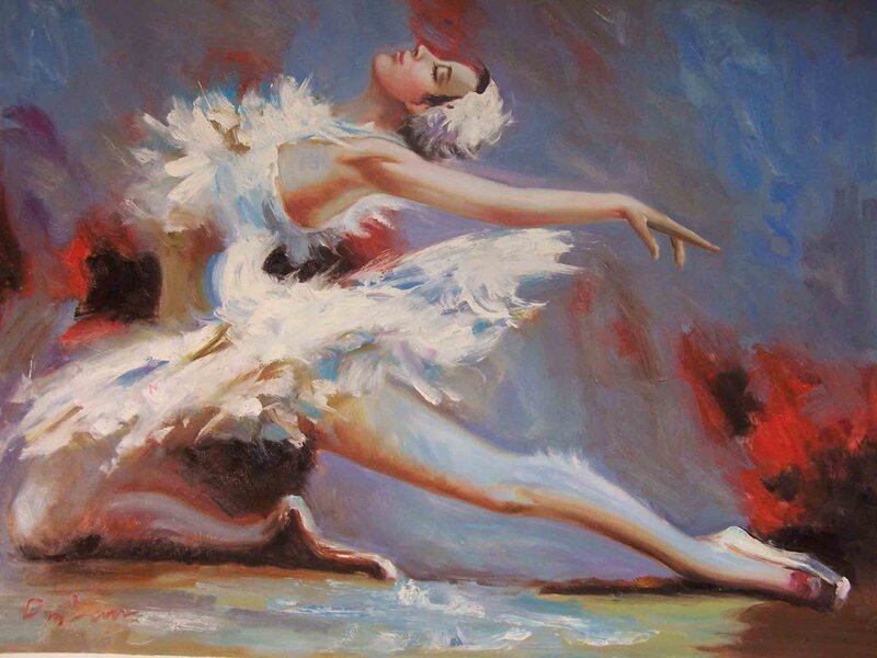 Ballerina in White Tutu — Dramatic, Painting, Ballet Dancer