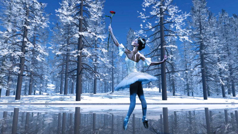Ballerina in Winter Forest
