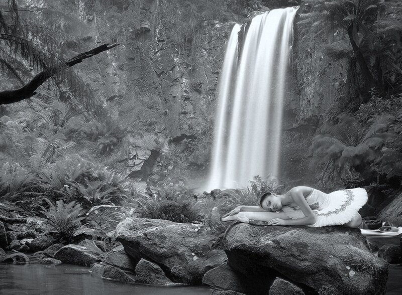 Ballerina Lying on Rock