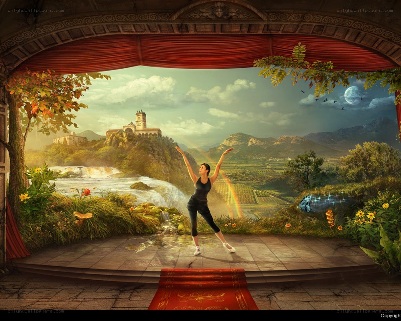 Ballerina on a magical stage