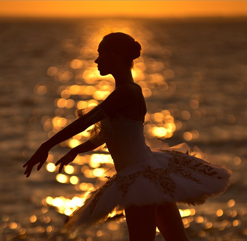 Ballerina on Beach — Orange, Serene