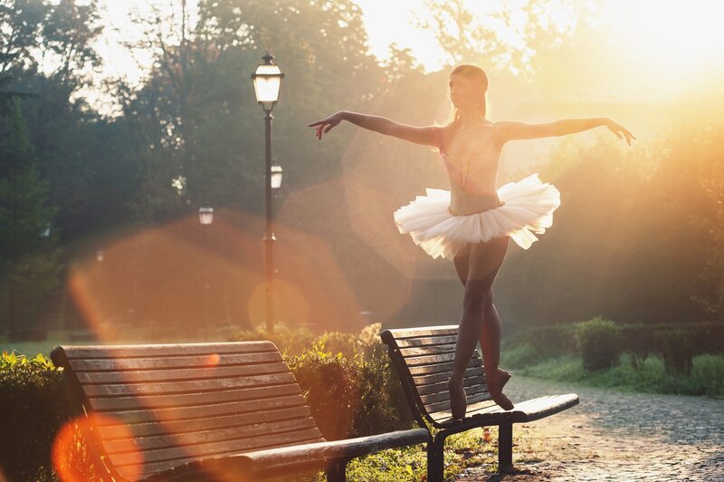 Ballerina on Bench — White