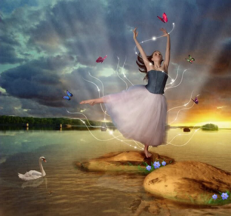 Ballerina on Rock — Blue