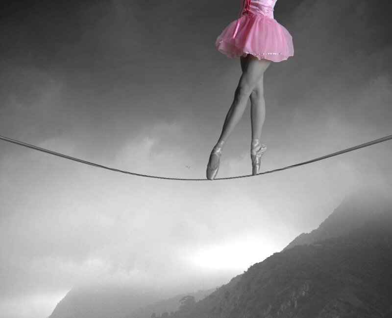 Ballerina on Tightrope — Gray