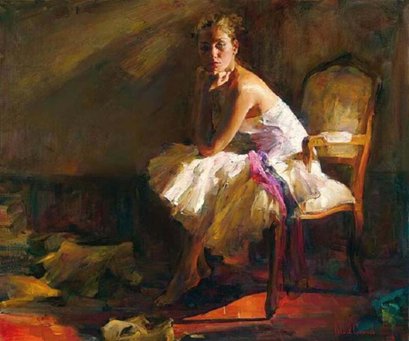 Ballerina Sitting on Chair — White