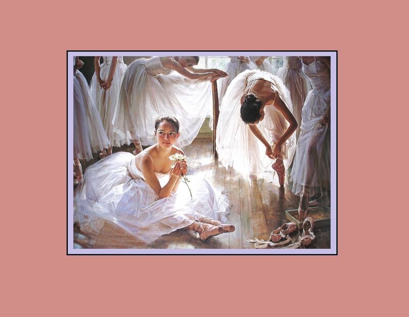 Ballerina Sitting on Floor — White