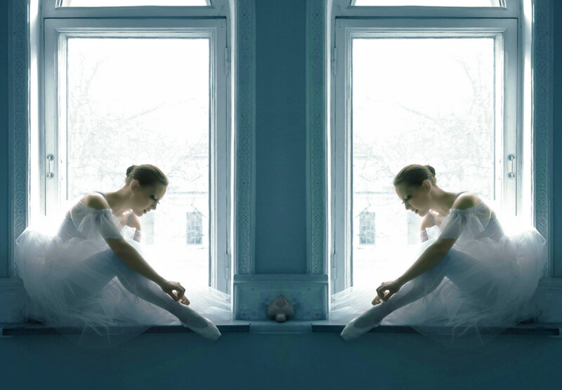 Ballerina Sitting on Windowsill