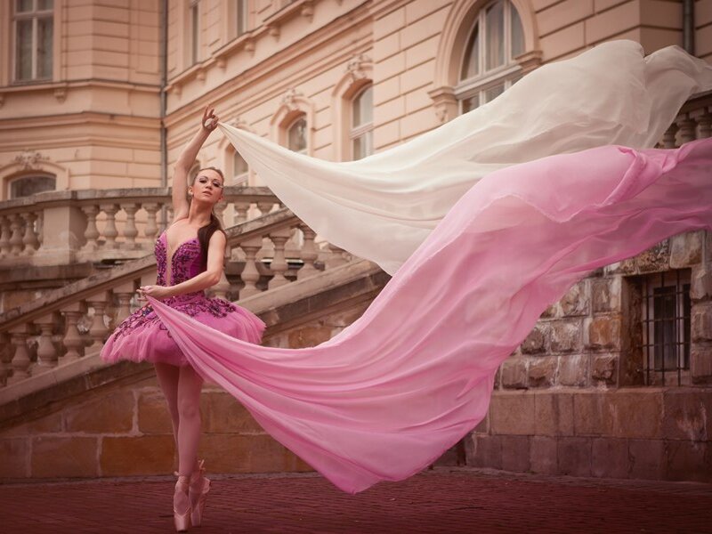 Ballerina with Flowing Fabric