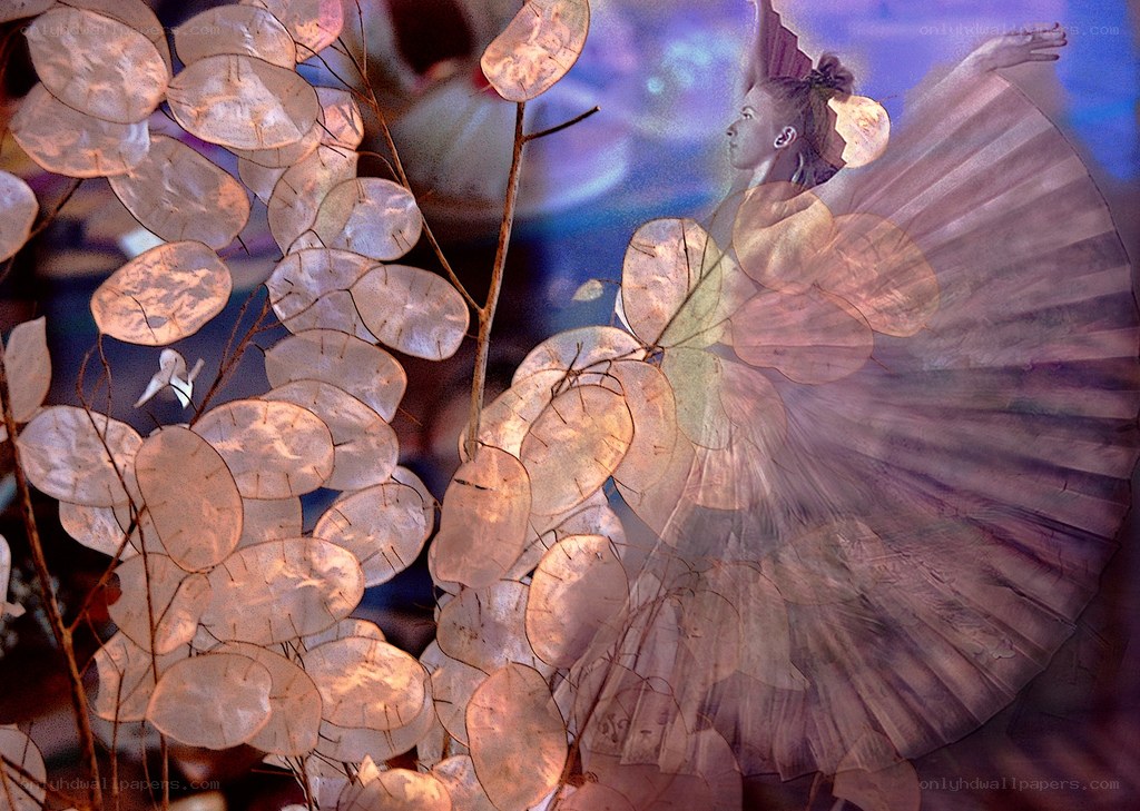 Ballerina with leaves overlay