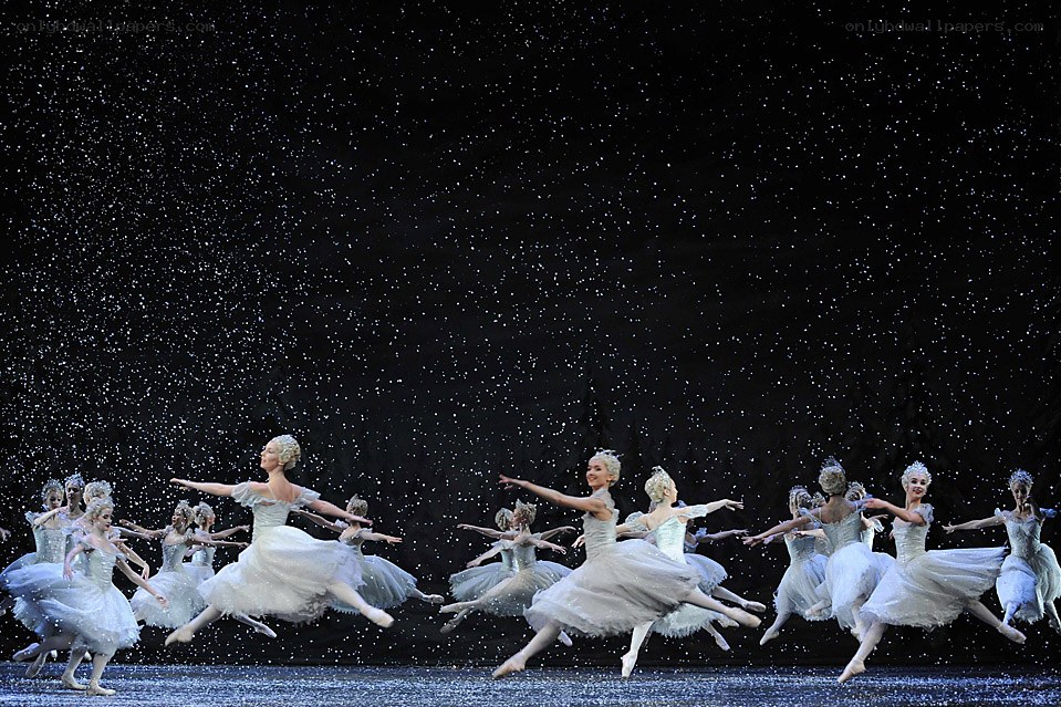 Ballerinas dancing in snow